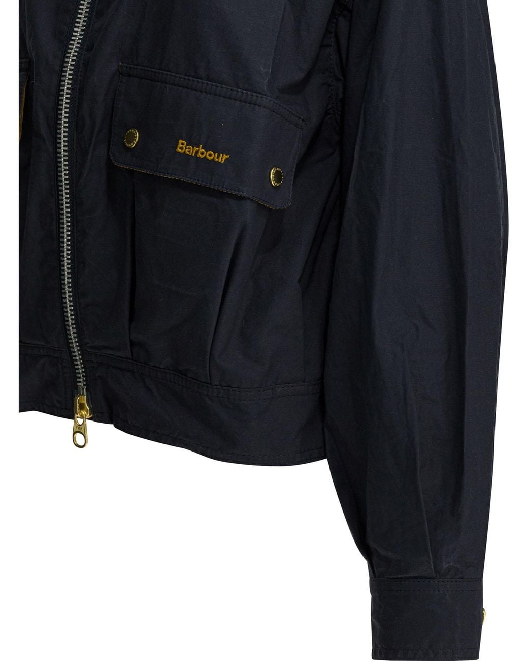Barbour Black Logo Detailed Zipped Jacket