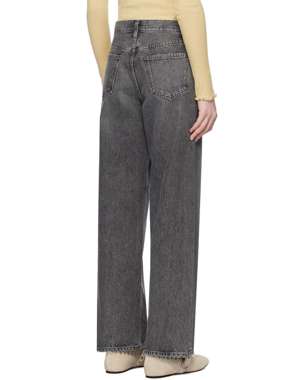 Agolde Black Low Rise Wide-Leg Jeans