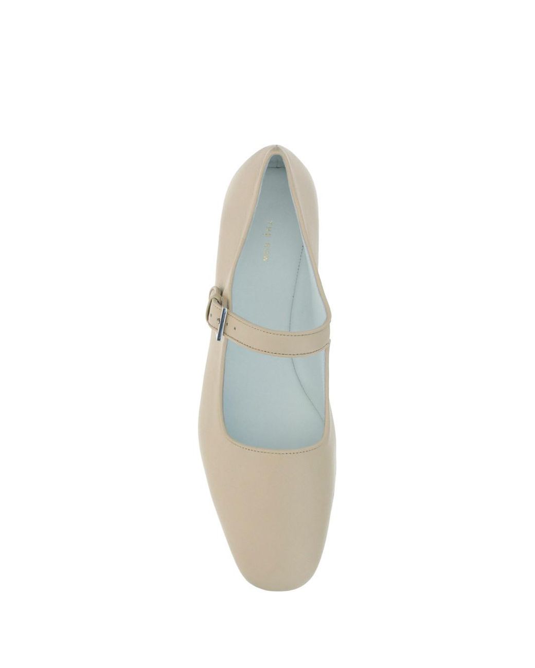 The Row White Ava Leather Ballerina Shoes