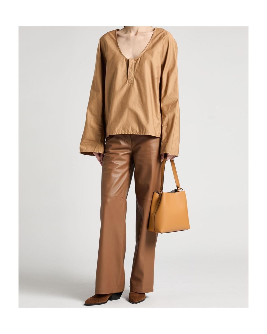 Saint Laurent Brown Round Neck Long-Sleeved Cover-Up