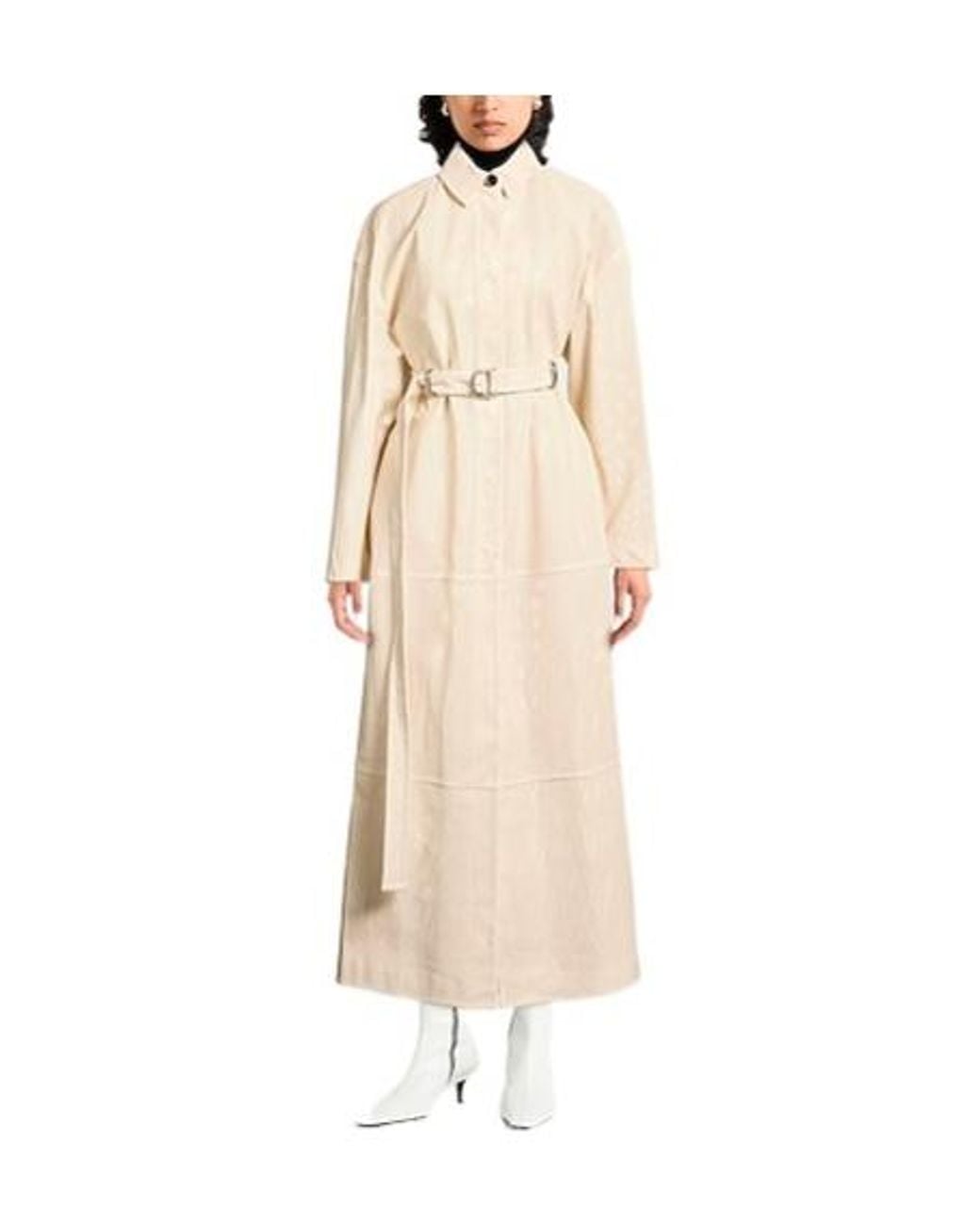 Sportmax Natural Single-Breasted Belted Trench Coat