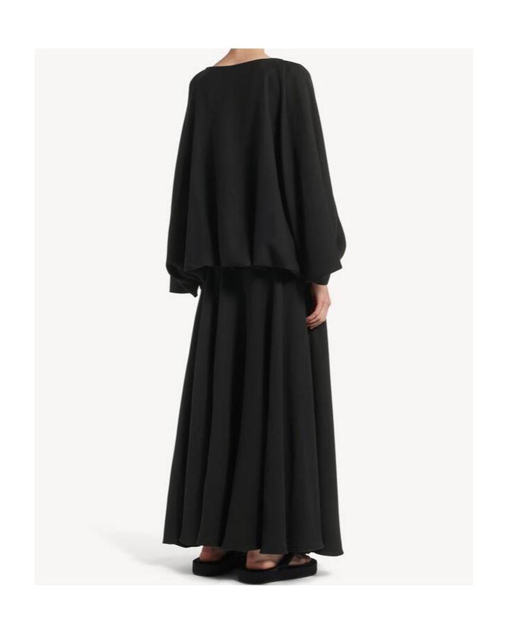 Balenciaga Black Silk-Wool Balloon Maxi Dress