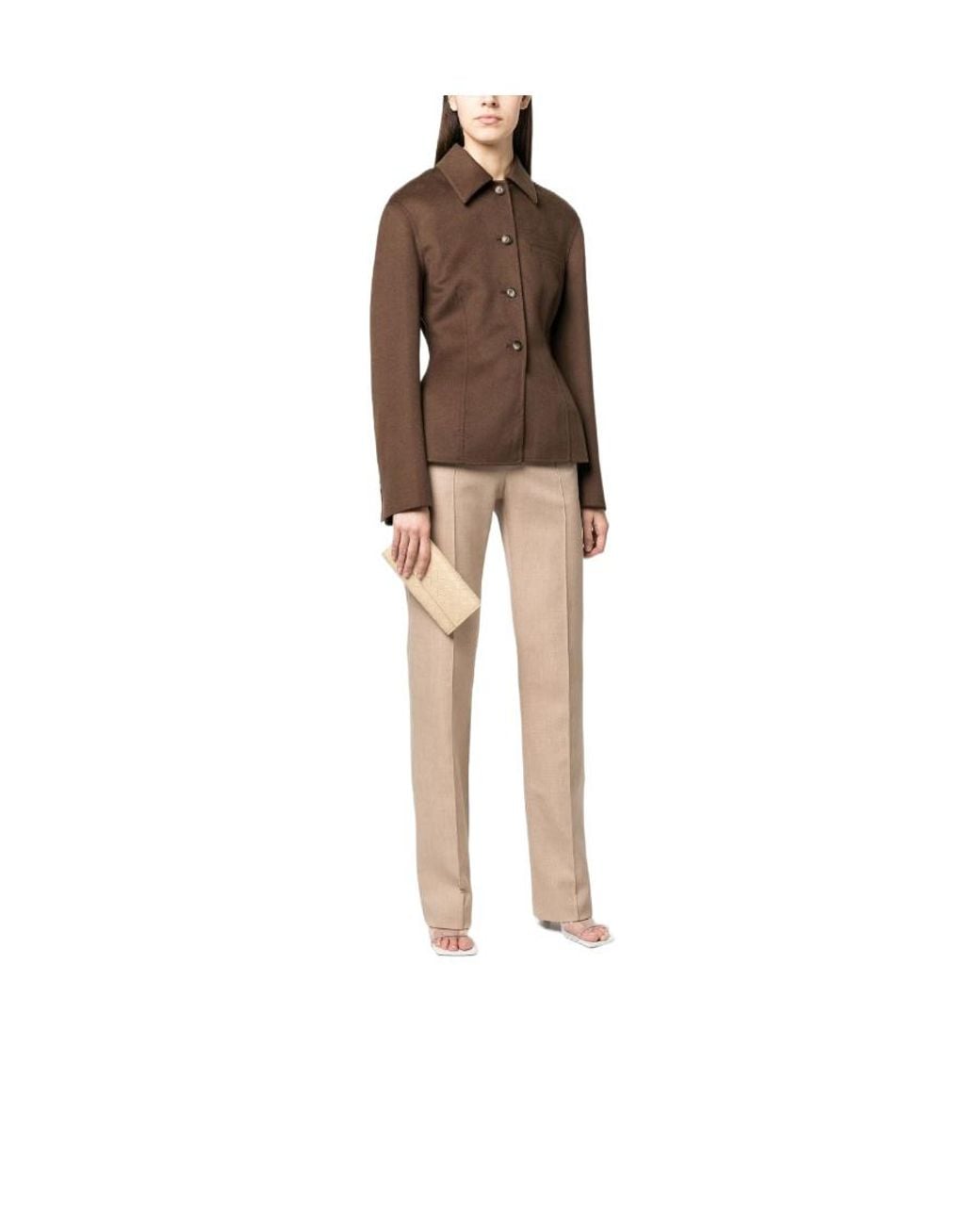 Bottega Veneta Natural Woven Fold-Over Chained Shoulder Bag