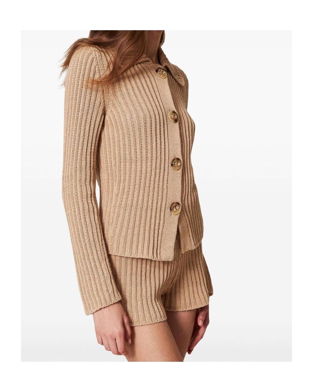Twinset Natural Oval T Buttons Cardigan