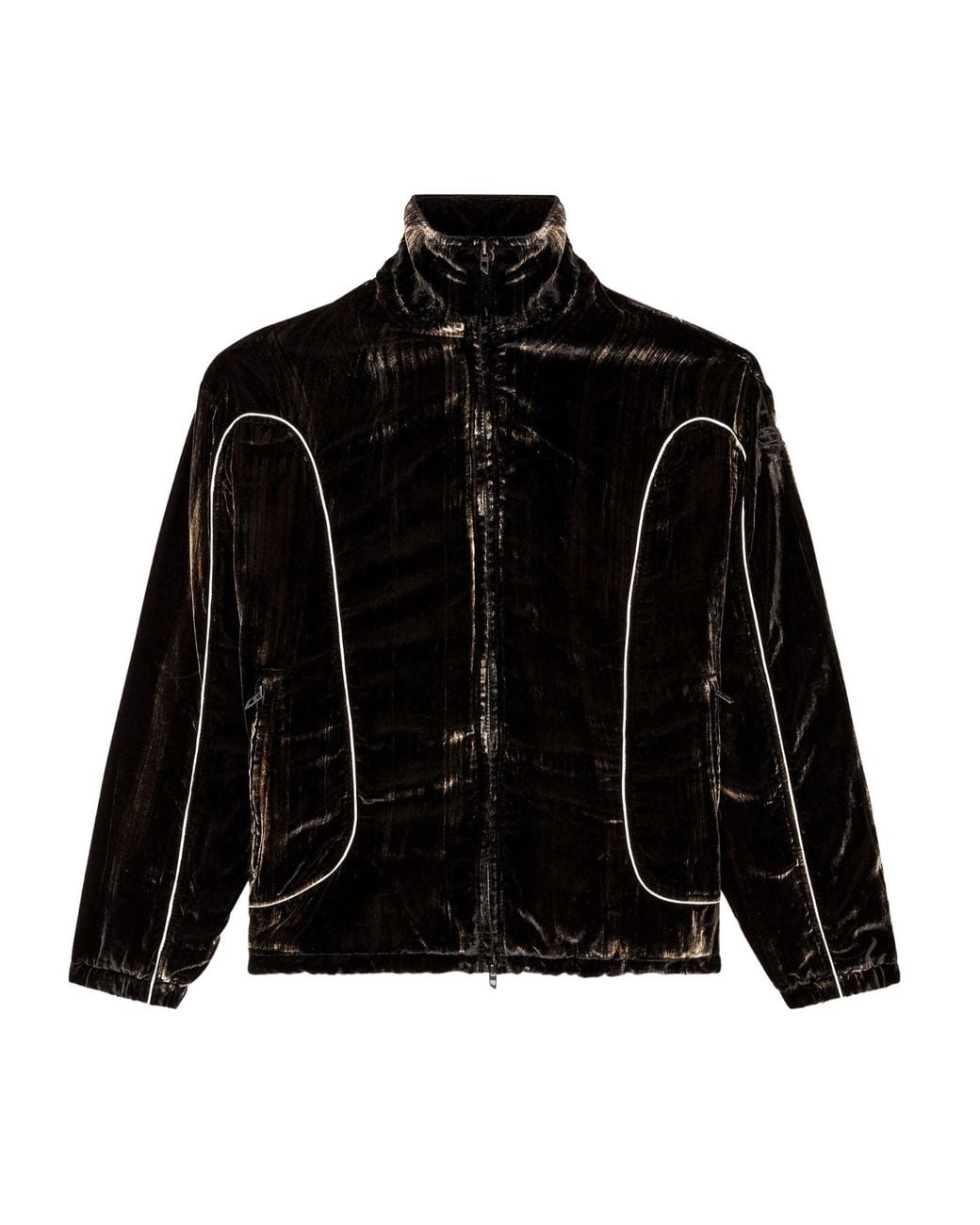 DIESEL Black Velvet Contrast-Piping Track Jacket for men