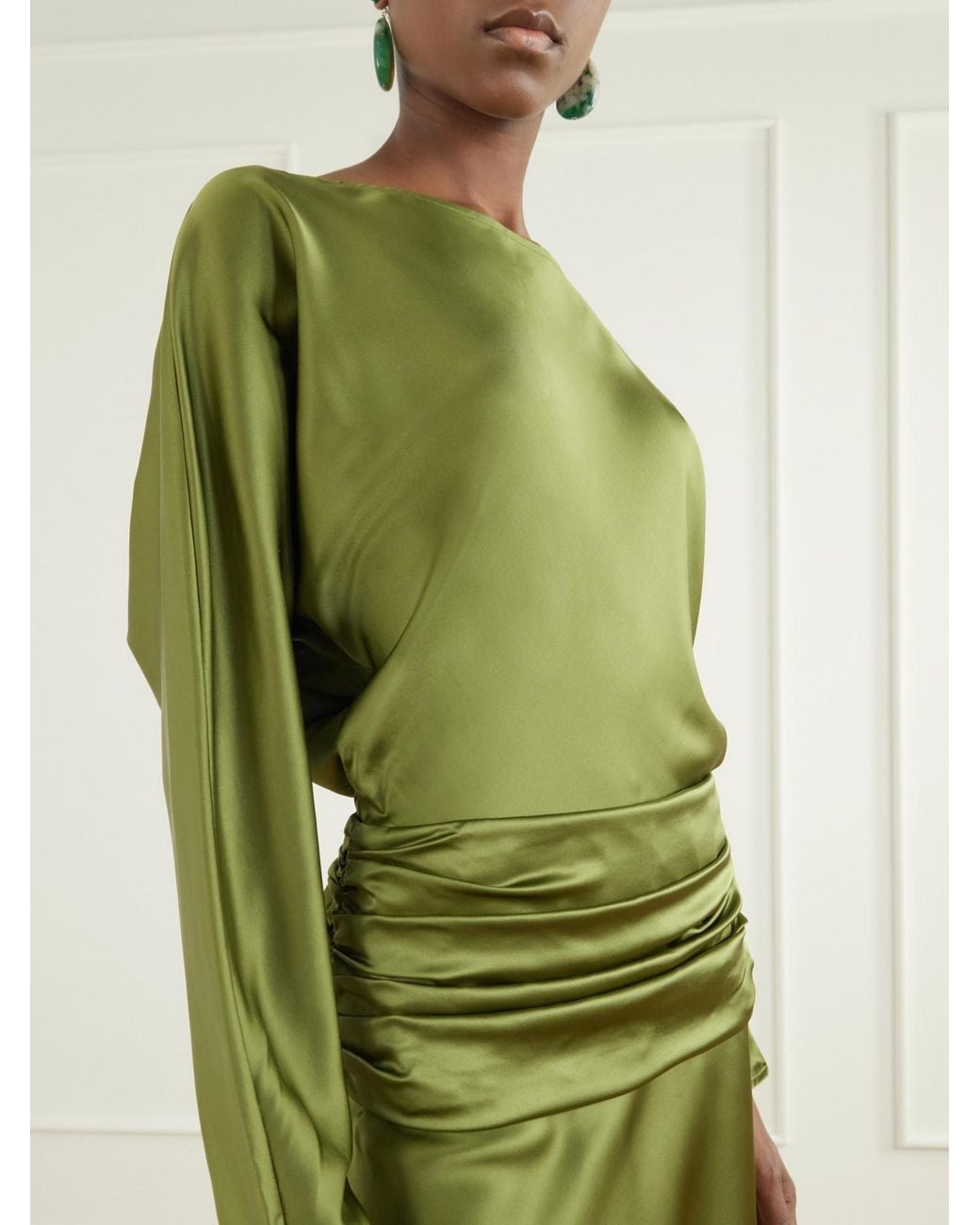 Staud Green Silk Mini Skirt