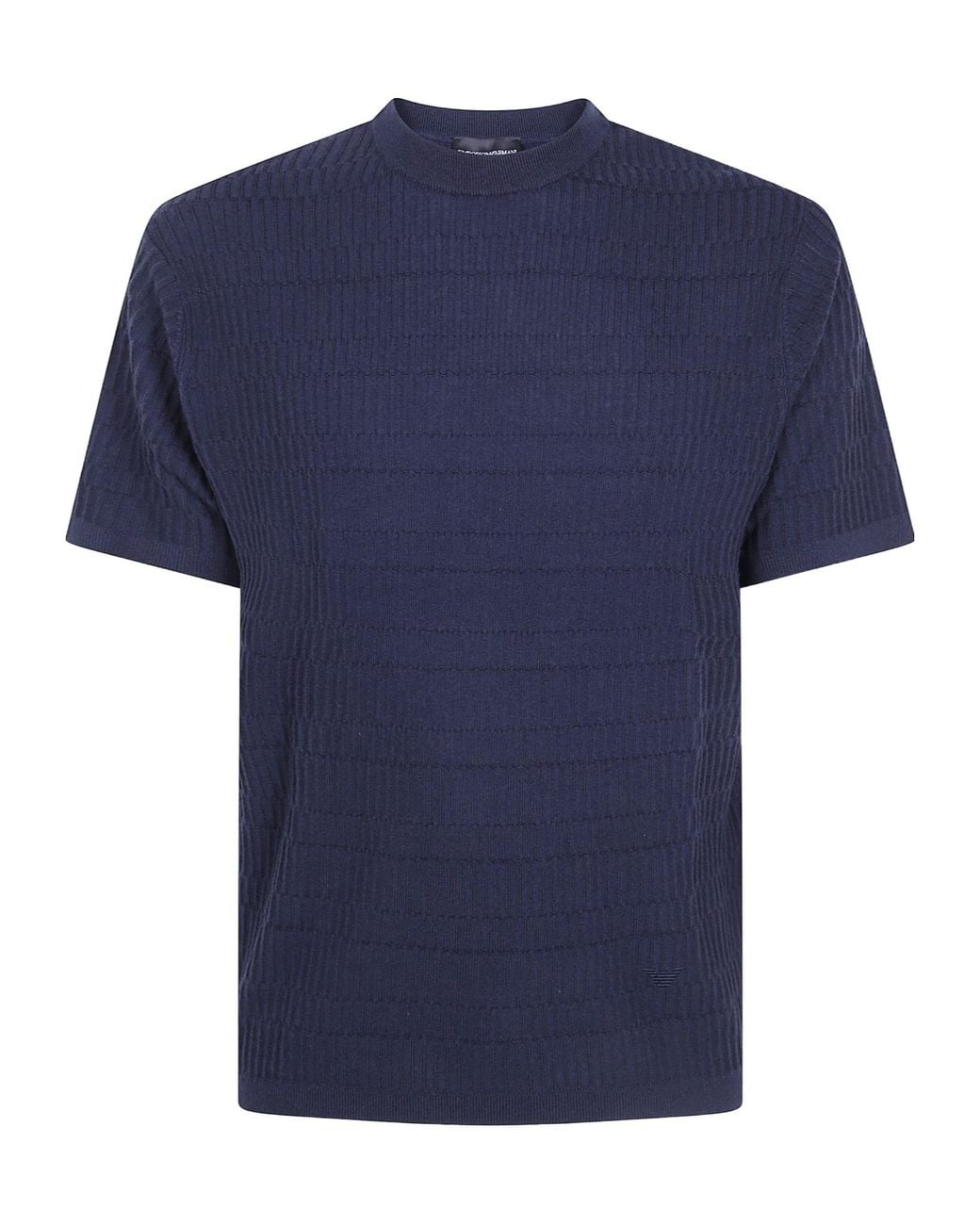Emporio Armani Blue Short-Sleeved Crewneck Knitted Jumper for men