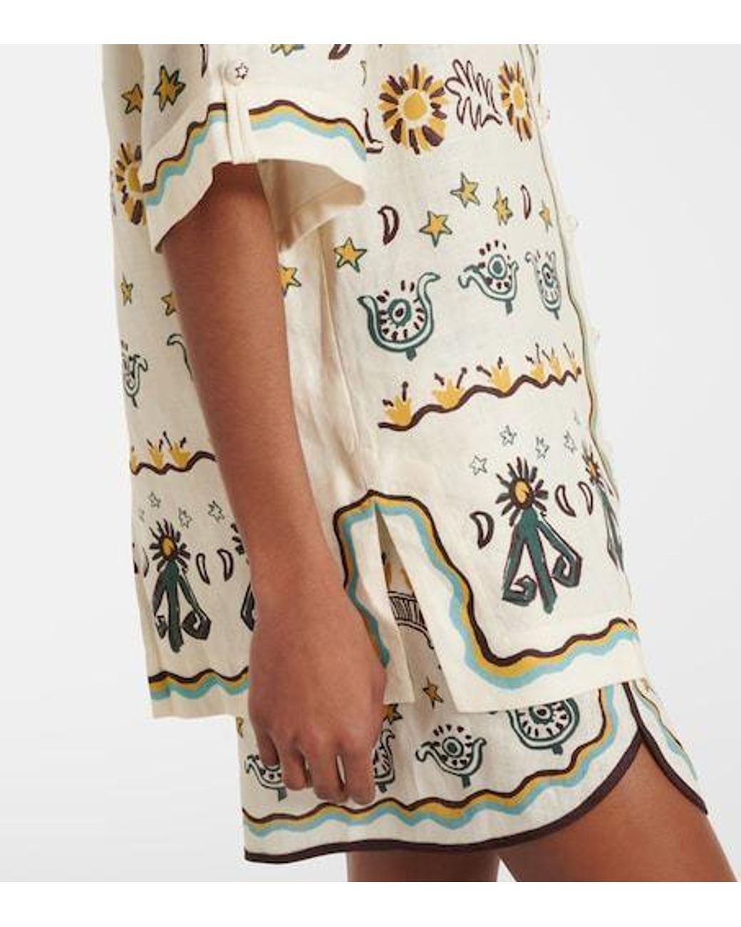 ALÉMAIS Metallic Antoinette Printed Linen Shirt
