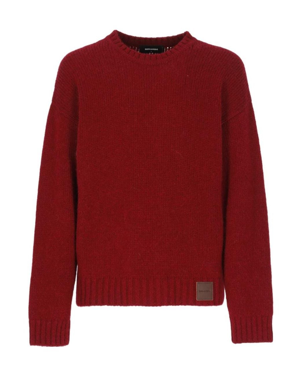 DSquared² Red Logo-Patch Crewneck Jumper for men