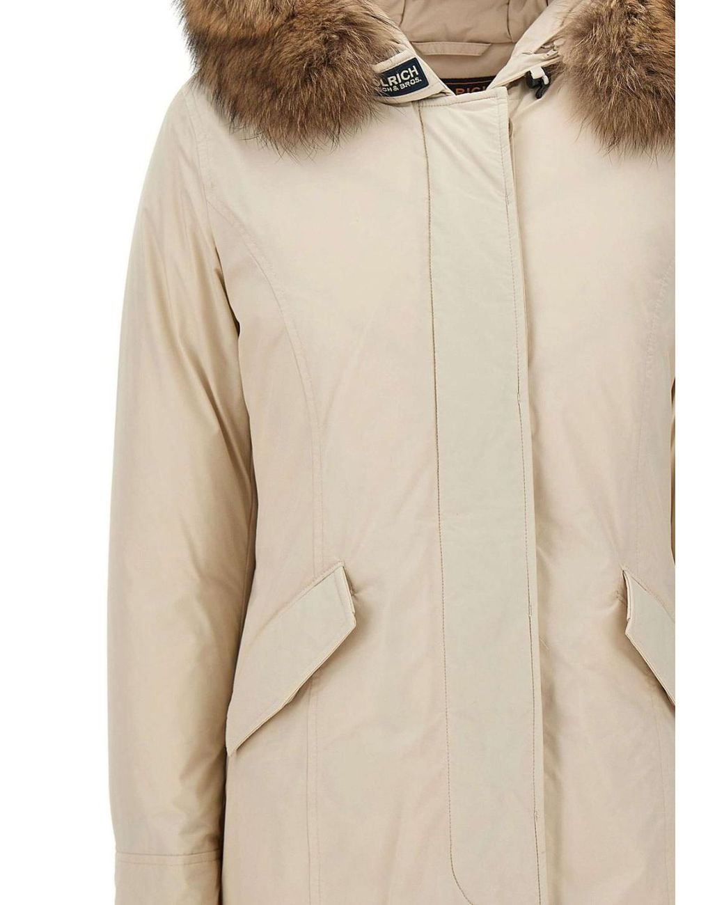 Woolrich Natural Arctic Hooded Fur Trim Parka Coat