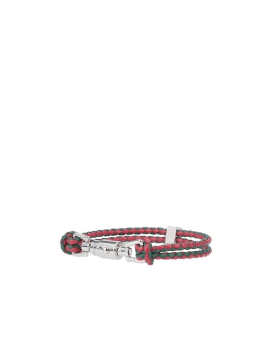 Gucci White Piston Detail Braided Bracelet