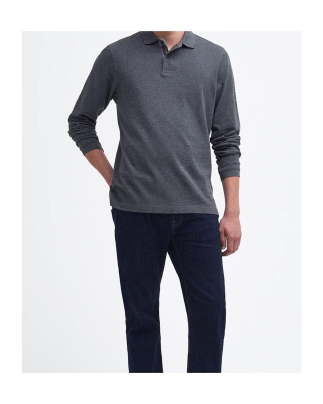 Barbour Blue Long Sleeve Polo Shirt for men