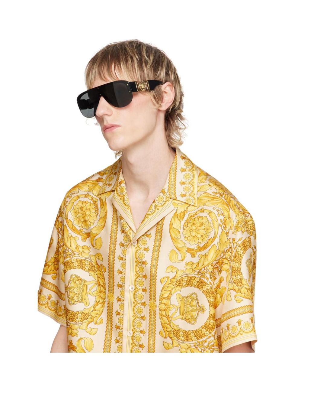Versace Gray Integrated Nose Rest Sunglasses for men