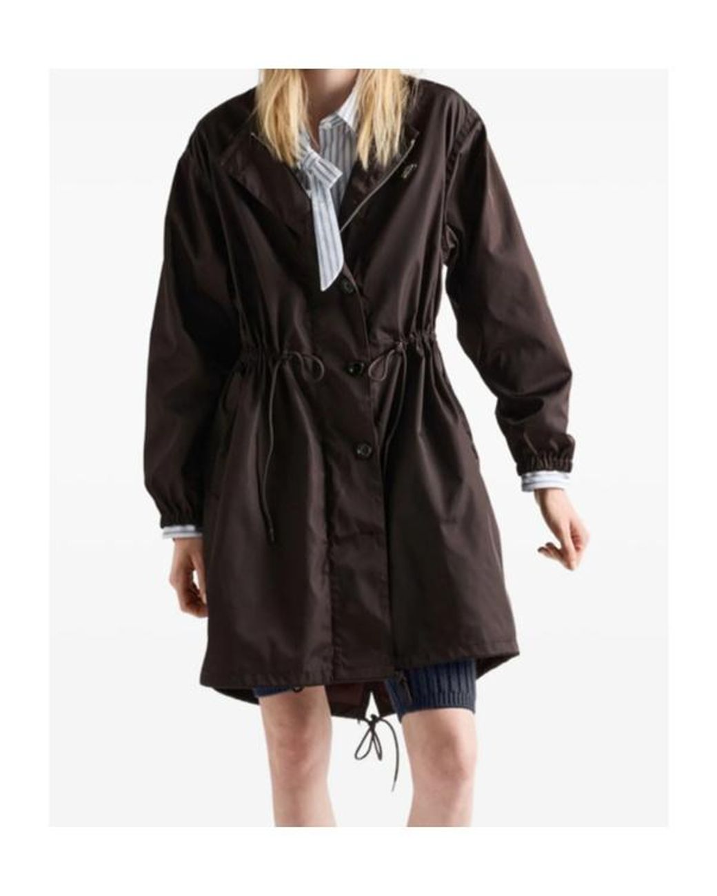 Prada Black Re-Nylon Buttoned Raincoat