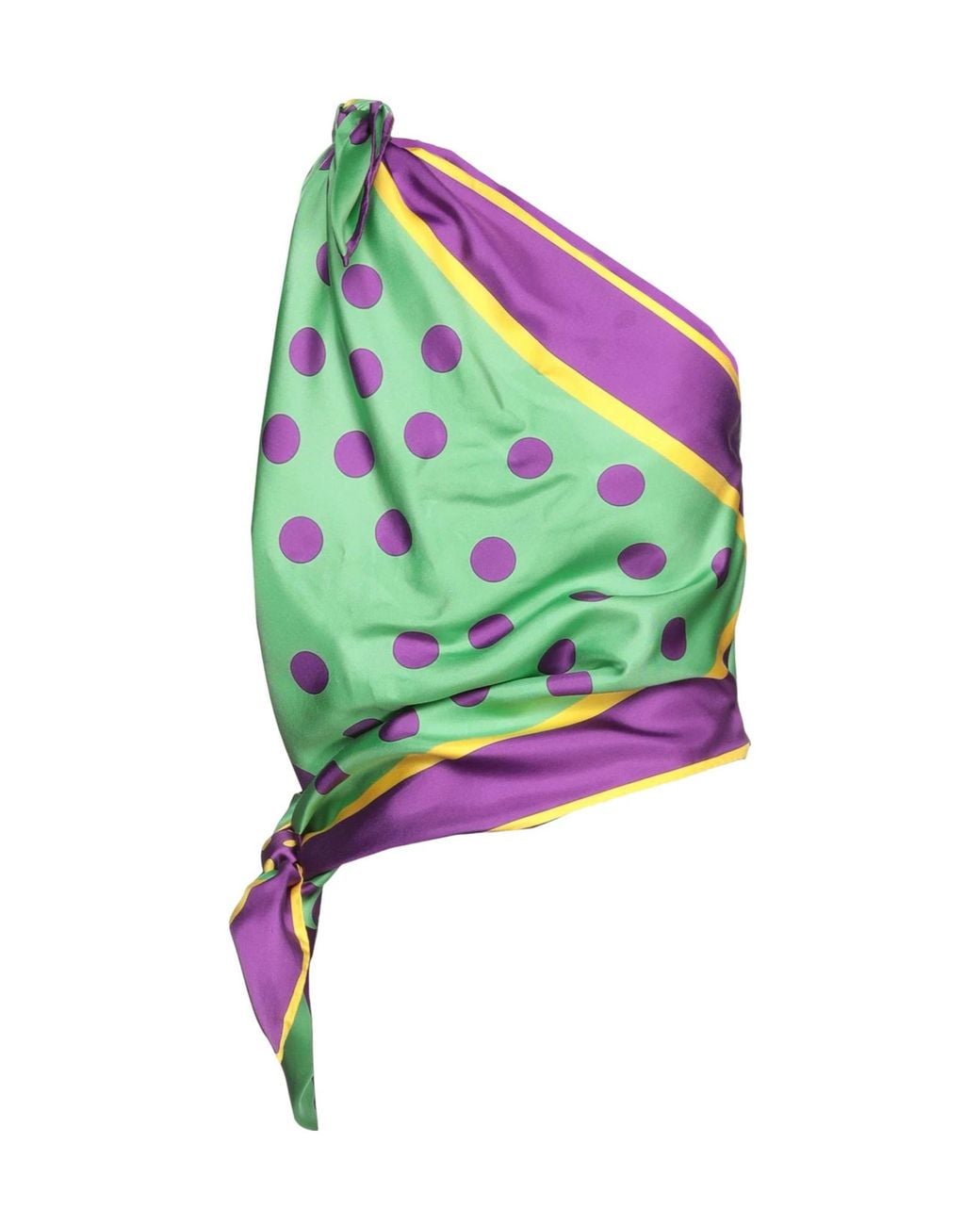 Dolce & Gabbana Green Polka-Dot One-Shoulder Satin Top