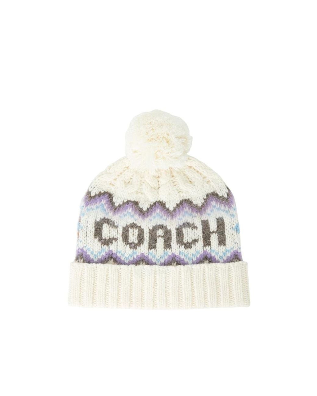 COACH White Logo Knitted Hat