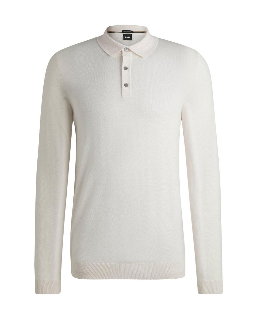 Boss White Long-Sleeve Polo for men