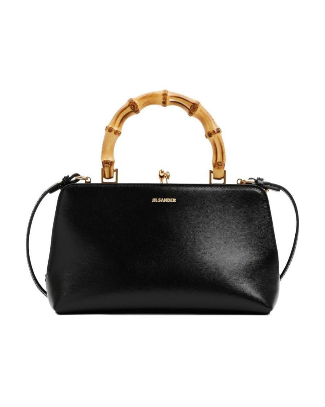Jil Sander Black Goji Logo Embossed Mini Top Handle Bag