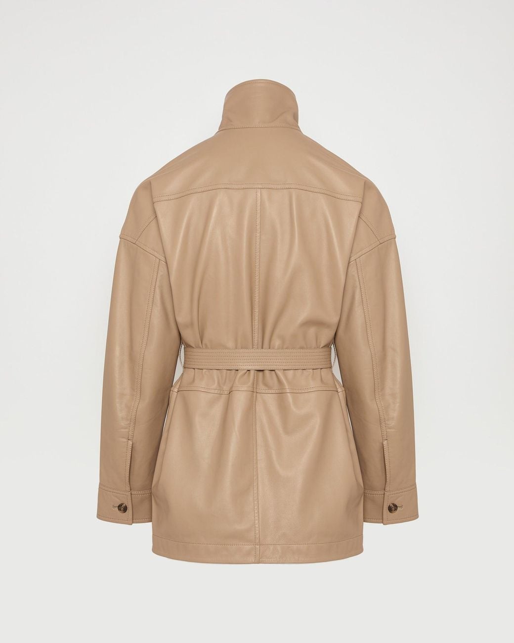 Yves Salomon Natural Buttoned Belted Jacket