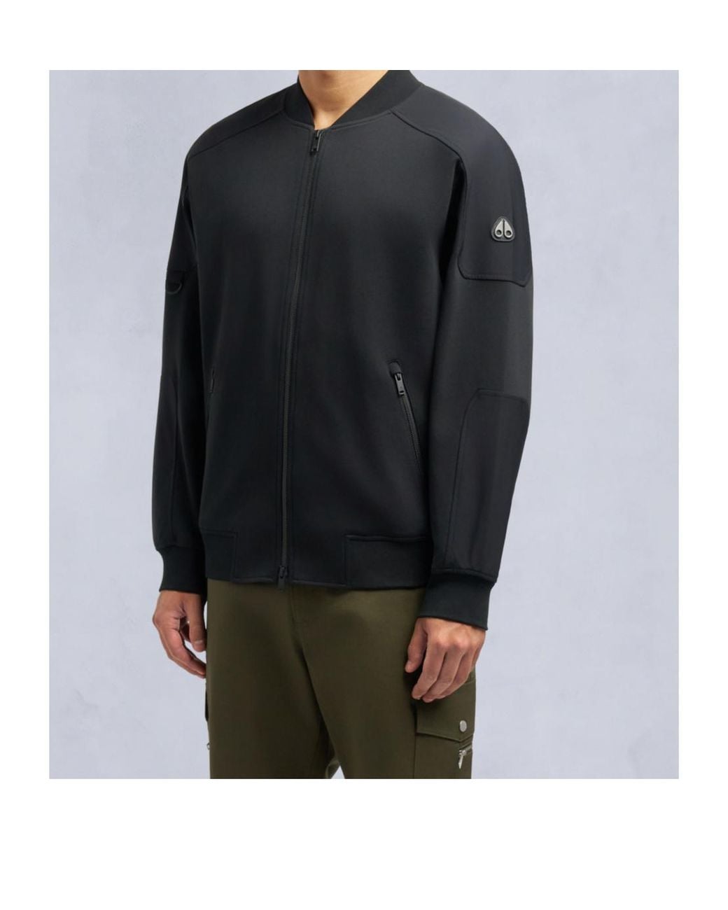 Moose Knuckles Black Logo-Patch Jacket for men