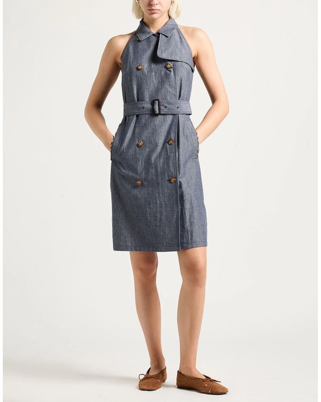 Burberry Blue Sleeveless Maxi Dress