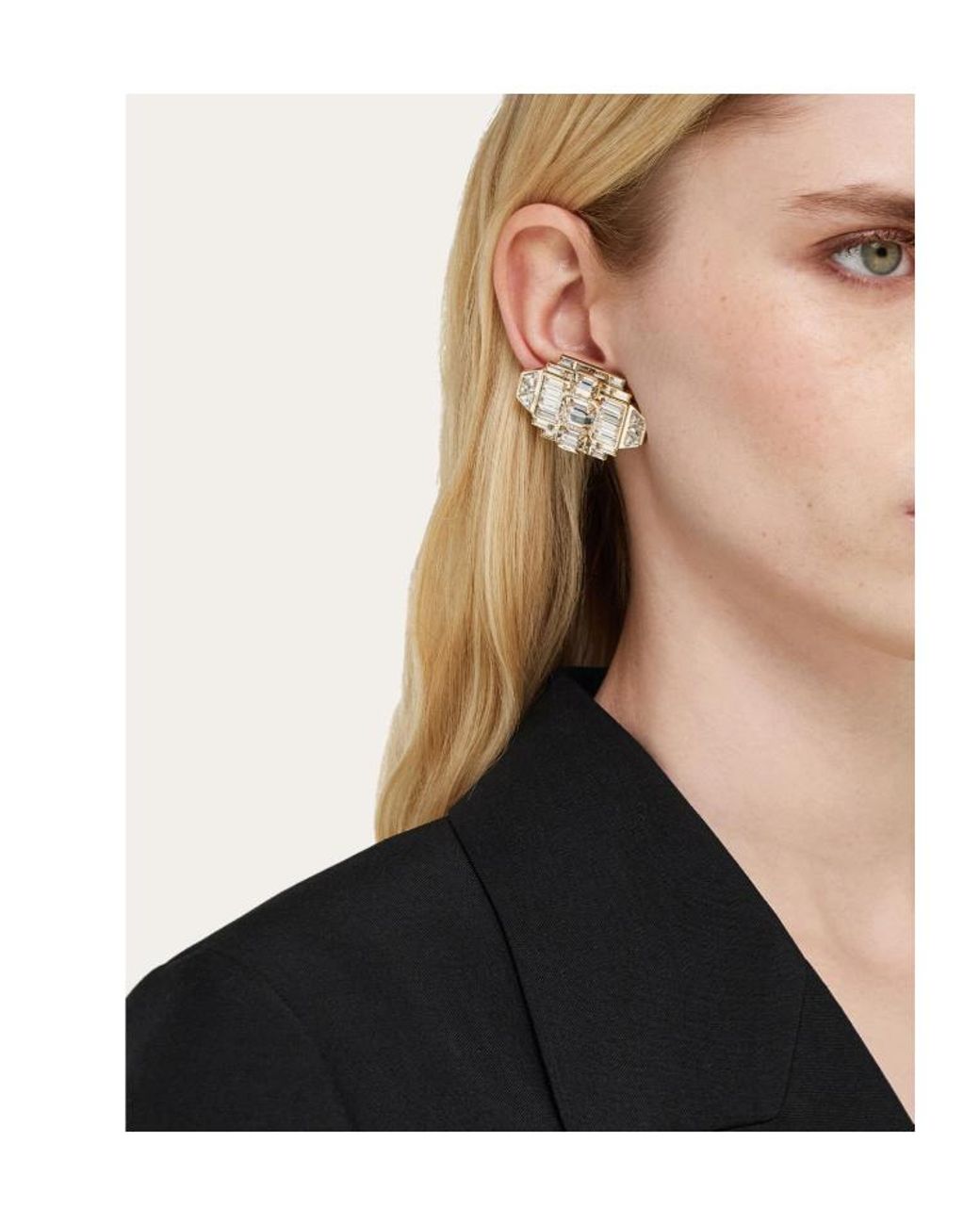 Ferragamo Metallic Ferragamo Eyewear Geometric Crystal Clip-On Earrings