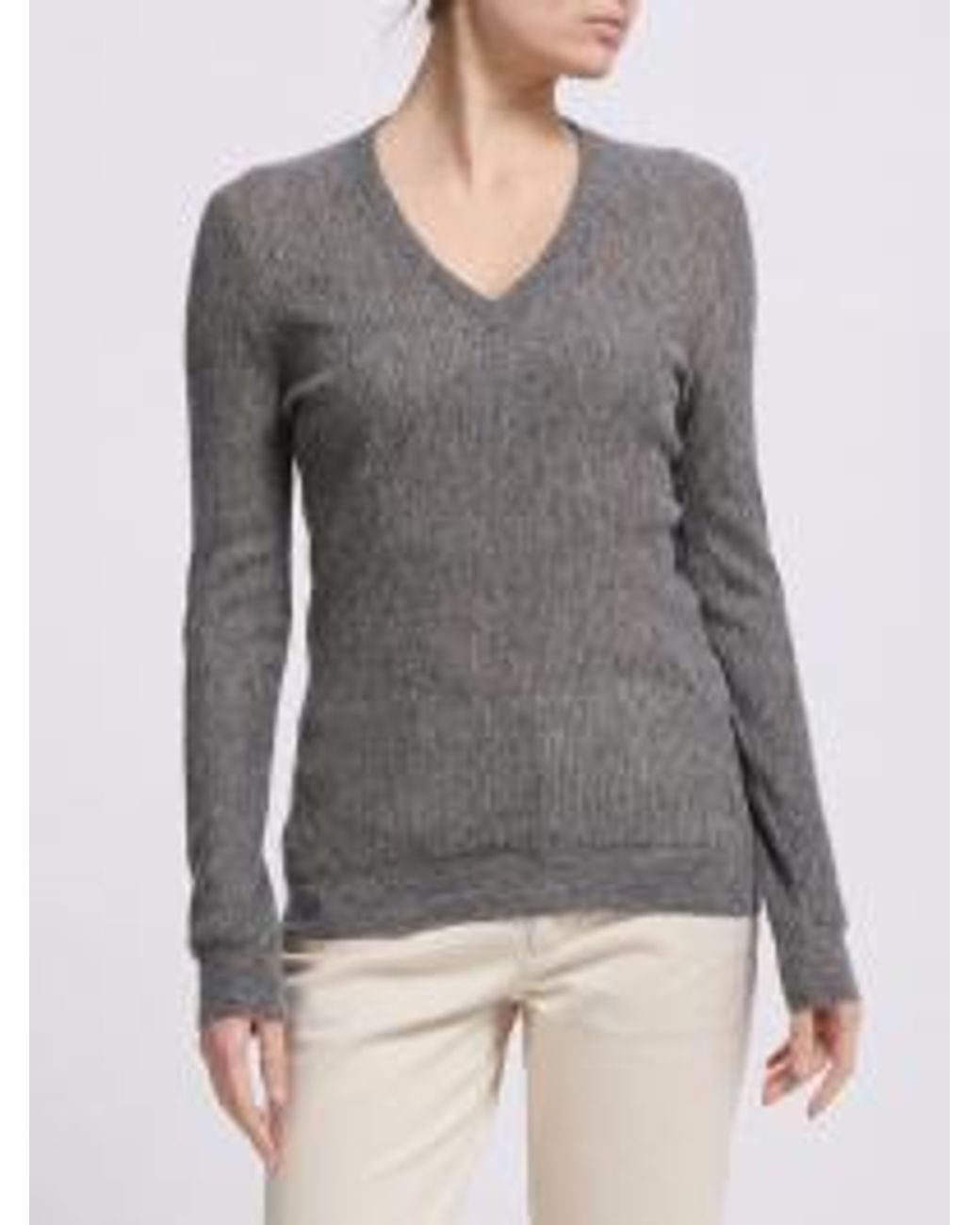 Brunello Cucinelli Gray Long-Sleeve Knit Top