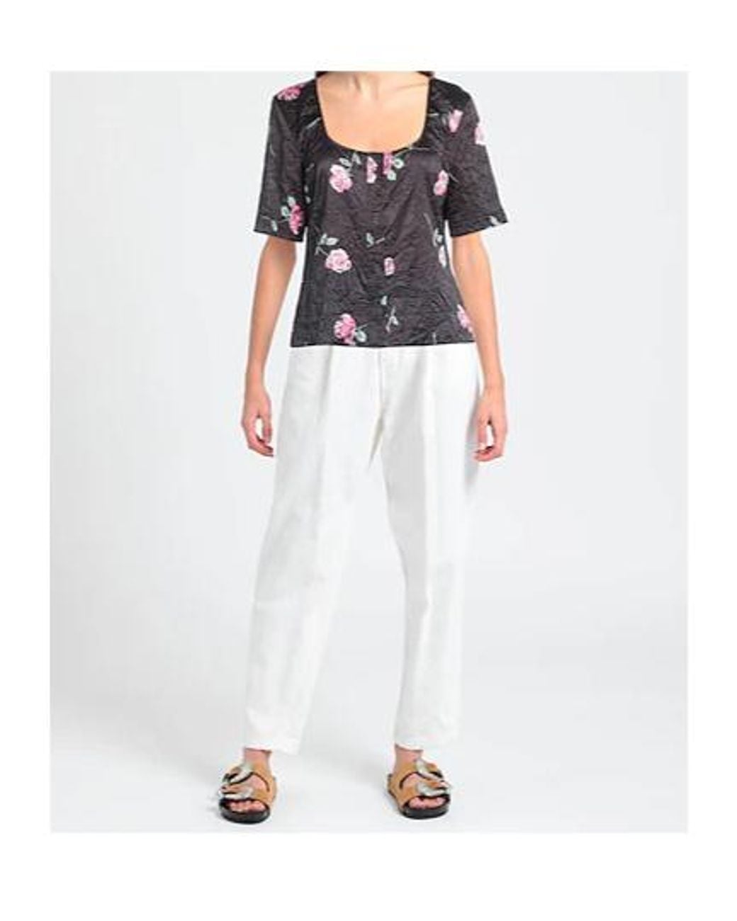 Ganni Blue Floral Shirts Blouses