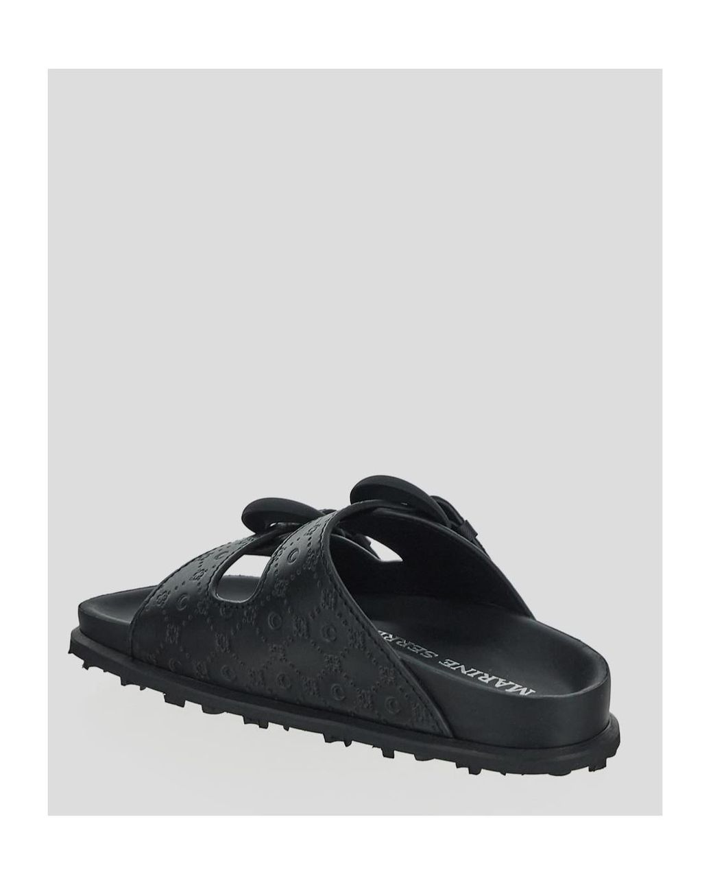 MARINE SERRE Black Buckle Slippers