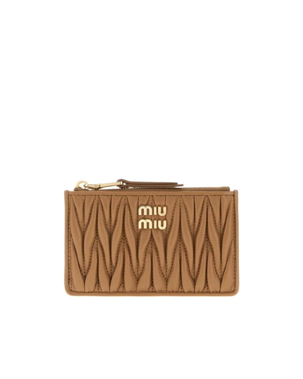 Miu Miu Brown Matelassé Zipped Wallet