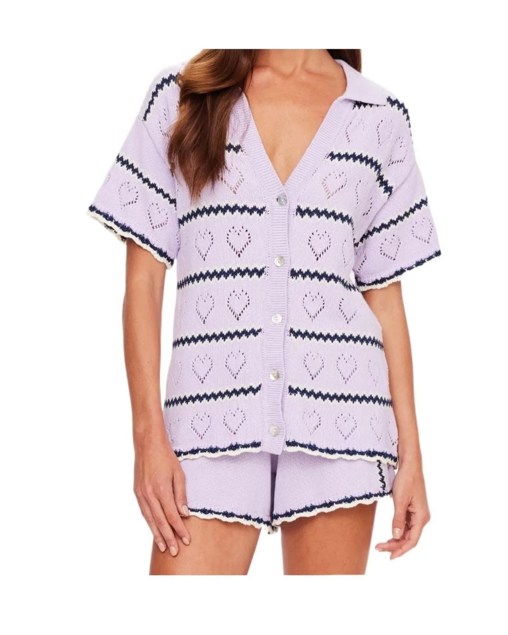 The Upside White Amara Amayah Heart Knitted Shirt