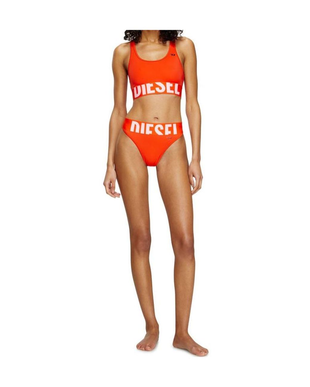 DIESEL Orange Lola-D-Pop Cut-Off Logo Bikini Bottoms