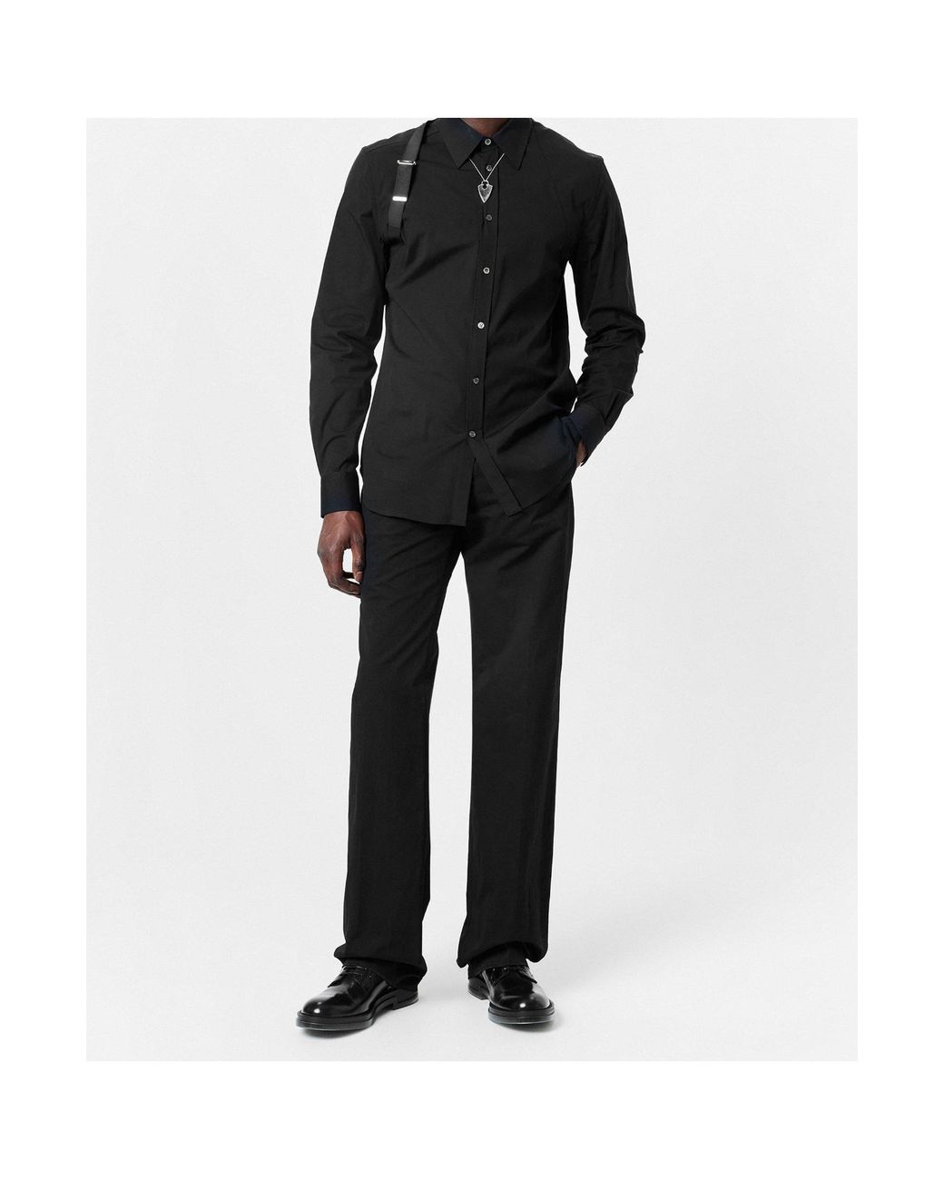 McQueen Black Long-Sleeved Shirt for men
