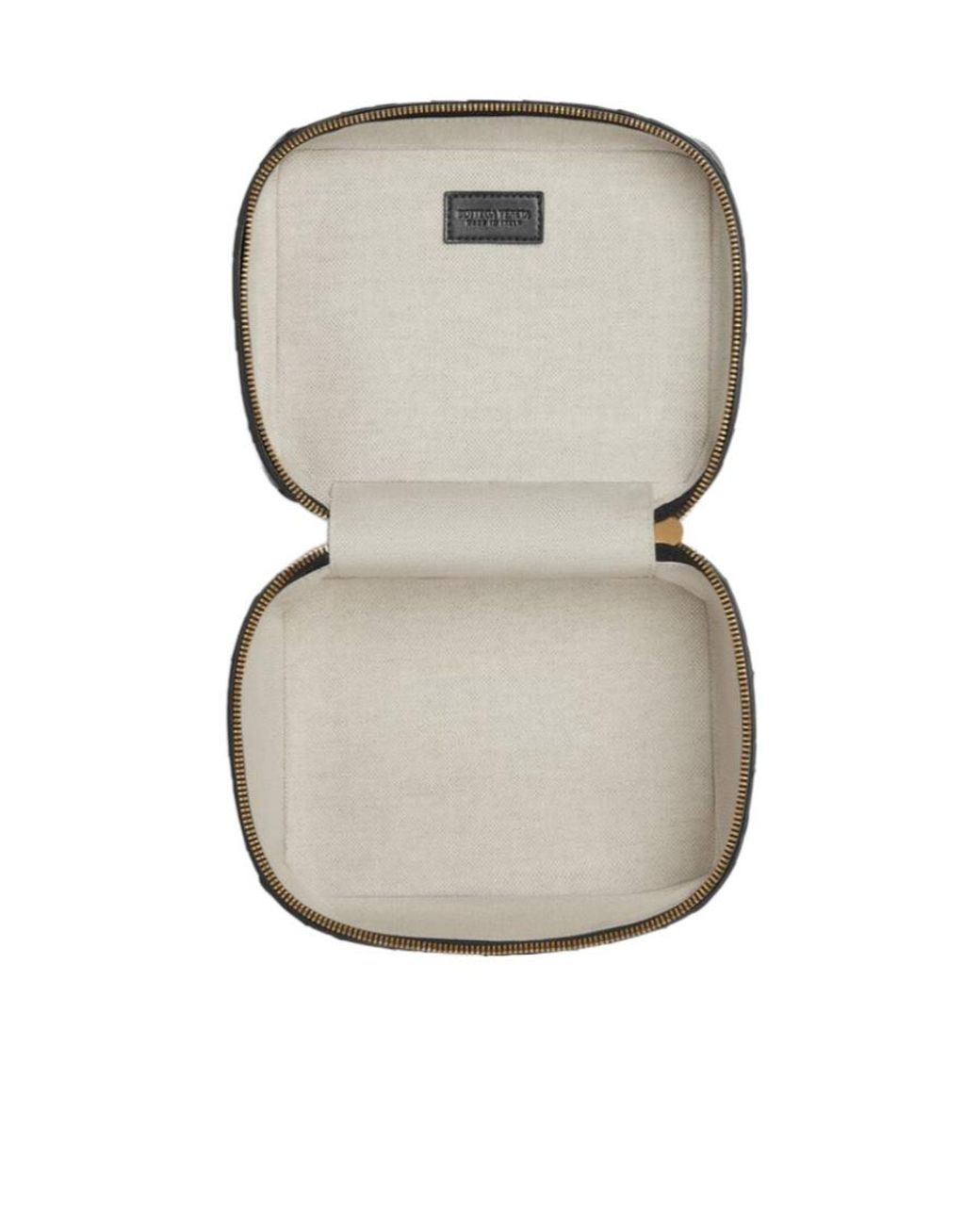 Bottega Veneta Black Intrecciato East West Zipped Vanity Case