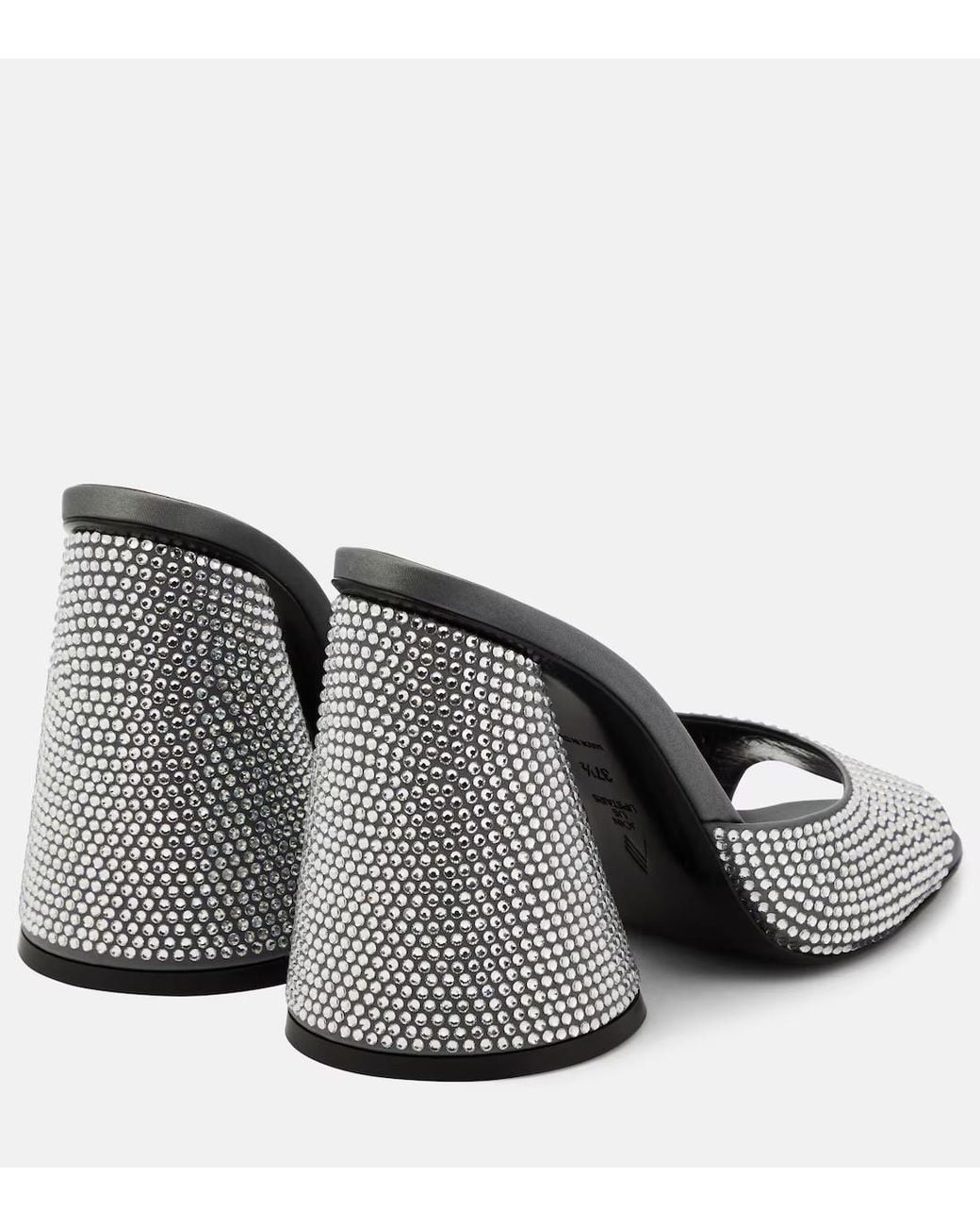 The Attico Gray Luz Crystal-Embellished Leather High-Heeled Sandals