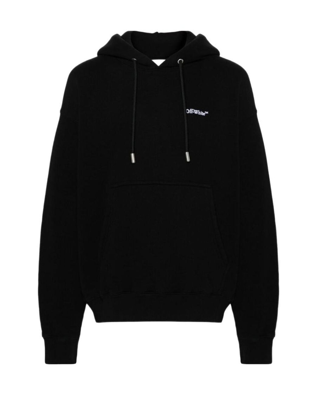 Off-White c/o Virgil Abloh Black Logo Embroidered Drawstring Hoodie for men