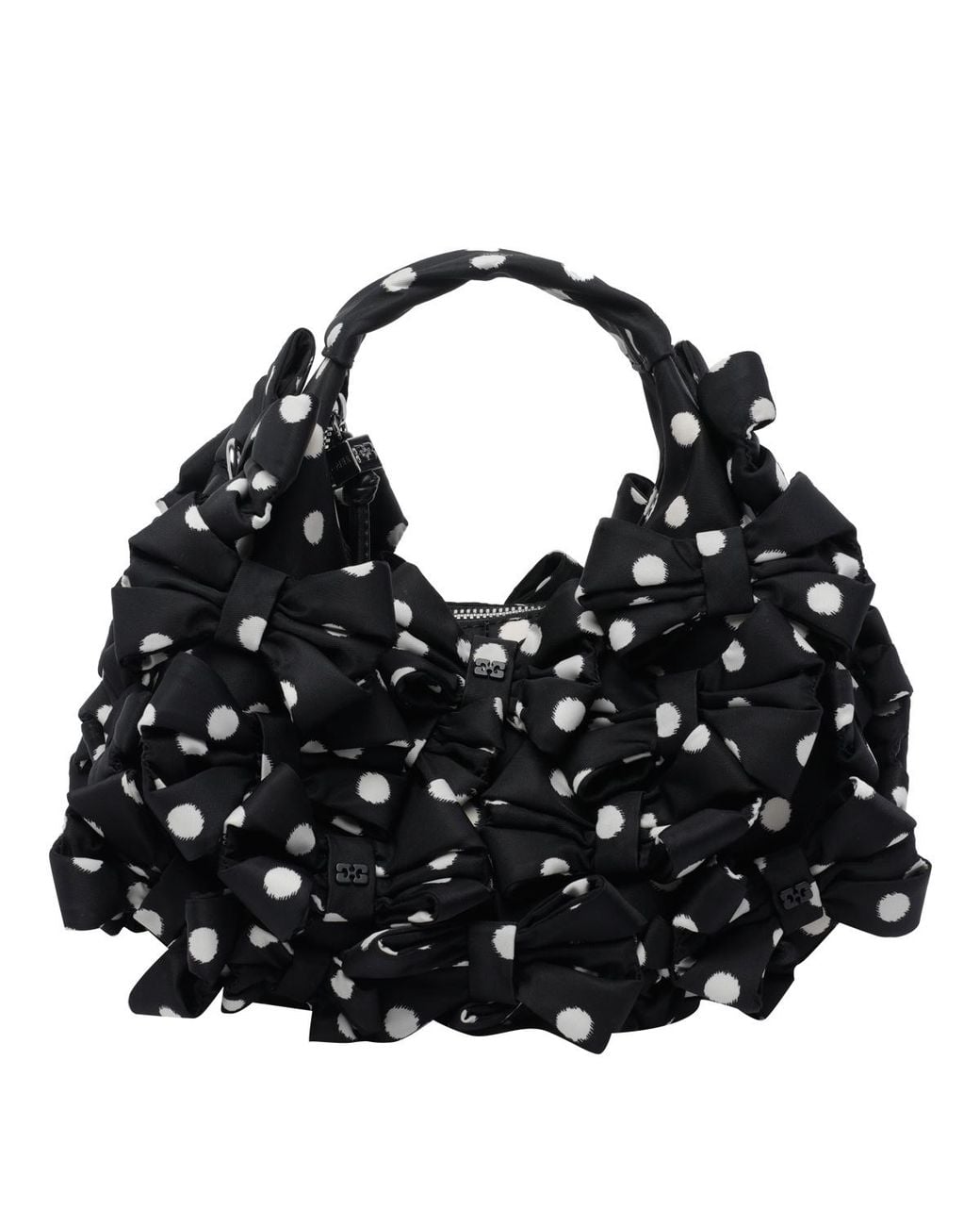 Ganni Black Bow-Detail Mini Shoulder Bag