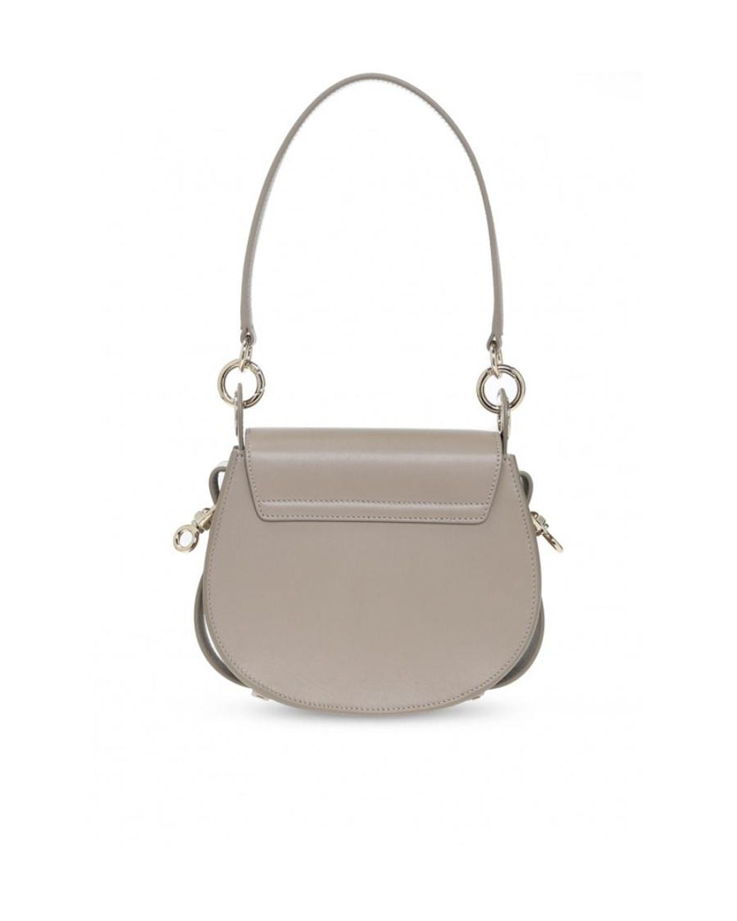 Chloé Gray Chloé Tess Logo Embossed Ring Embellished Shoulder Bag