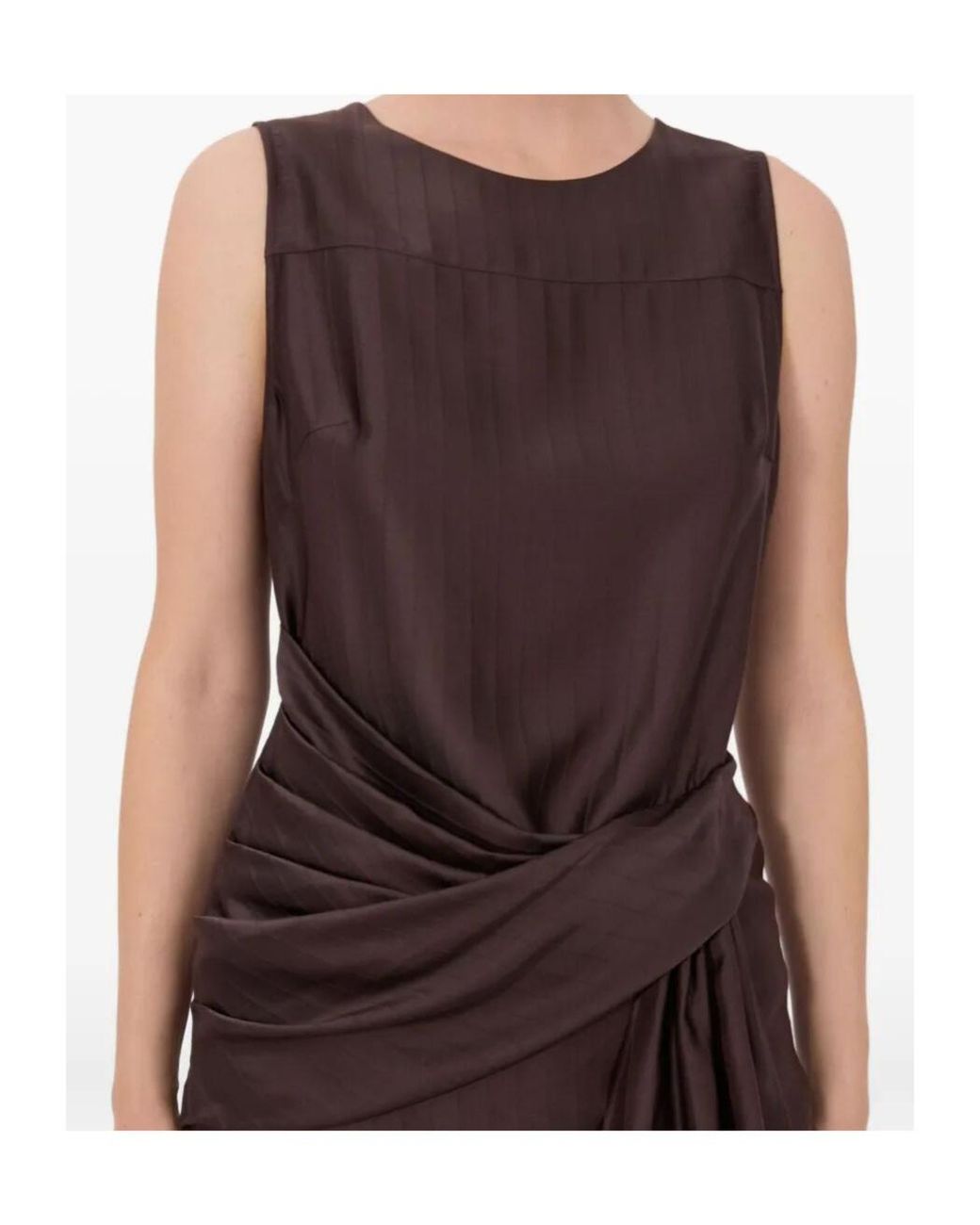 Loulou de Saison Brown Fonda Draped Asymmetric Top