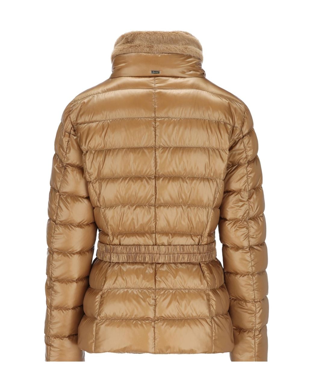 Herno Brown Belted High-Collar Down Jacket