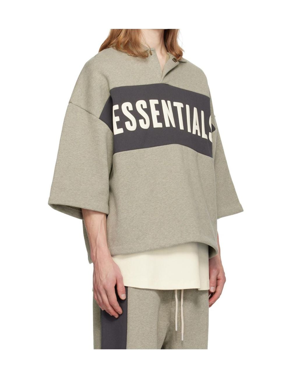 Fear Of God Gray Collared Drop-Shoulder T-Shirt for men