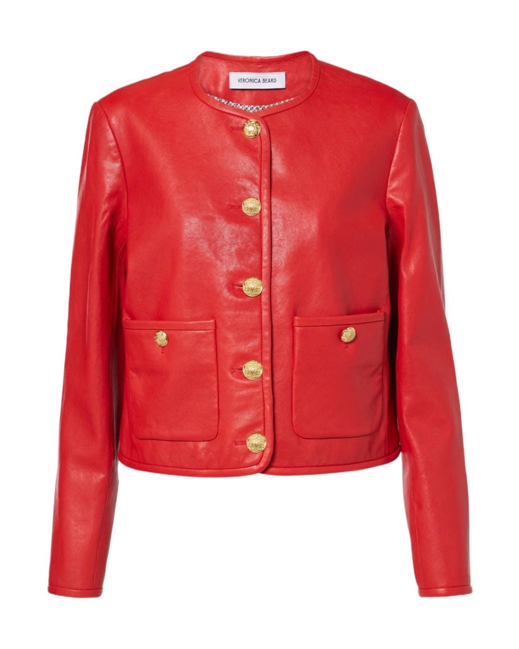 Veronica Beard Red Andrea Leather Jacket