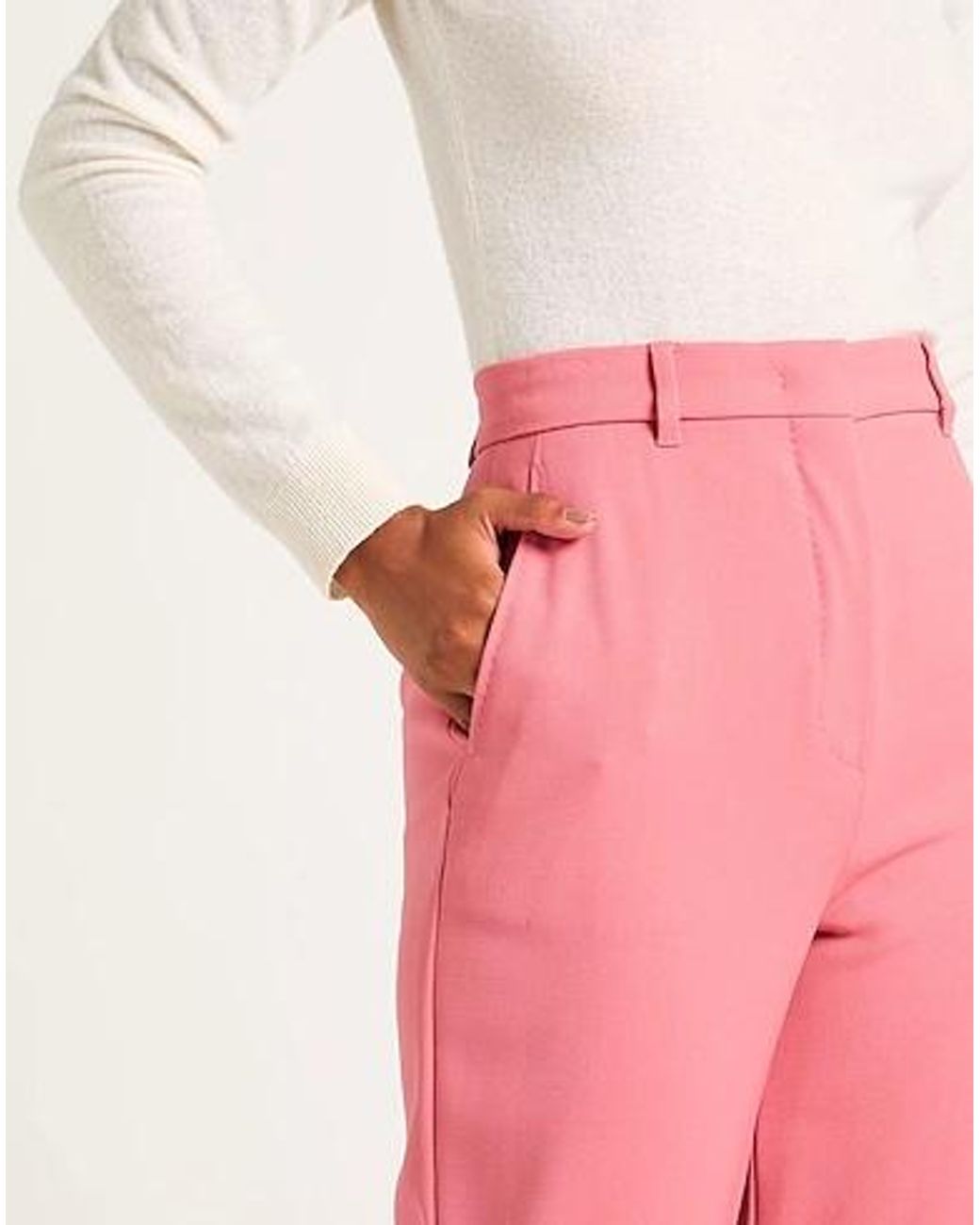 Max Mara Pink Solid Straight-Leg Trousers