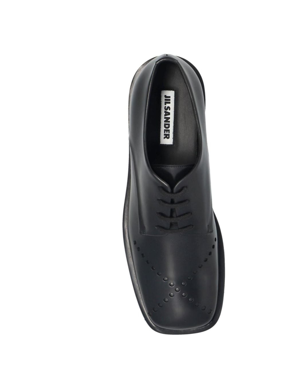 Jil Sander Black Perforated Lace-Up Derby Shoes