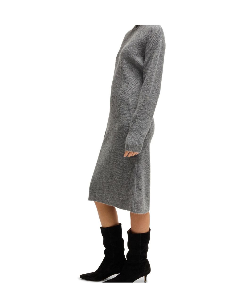 Boss Gray Knit Midi Dress