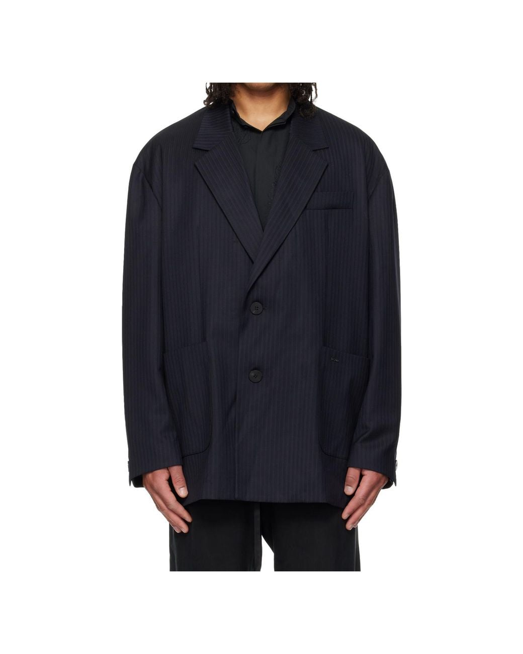 Wooyoungmi Blue Striped Single-Breasted Suit Jacket for men