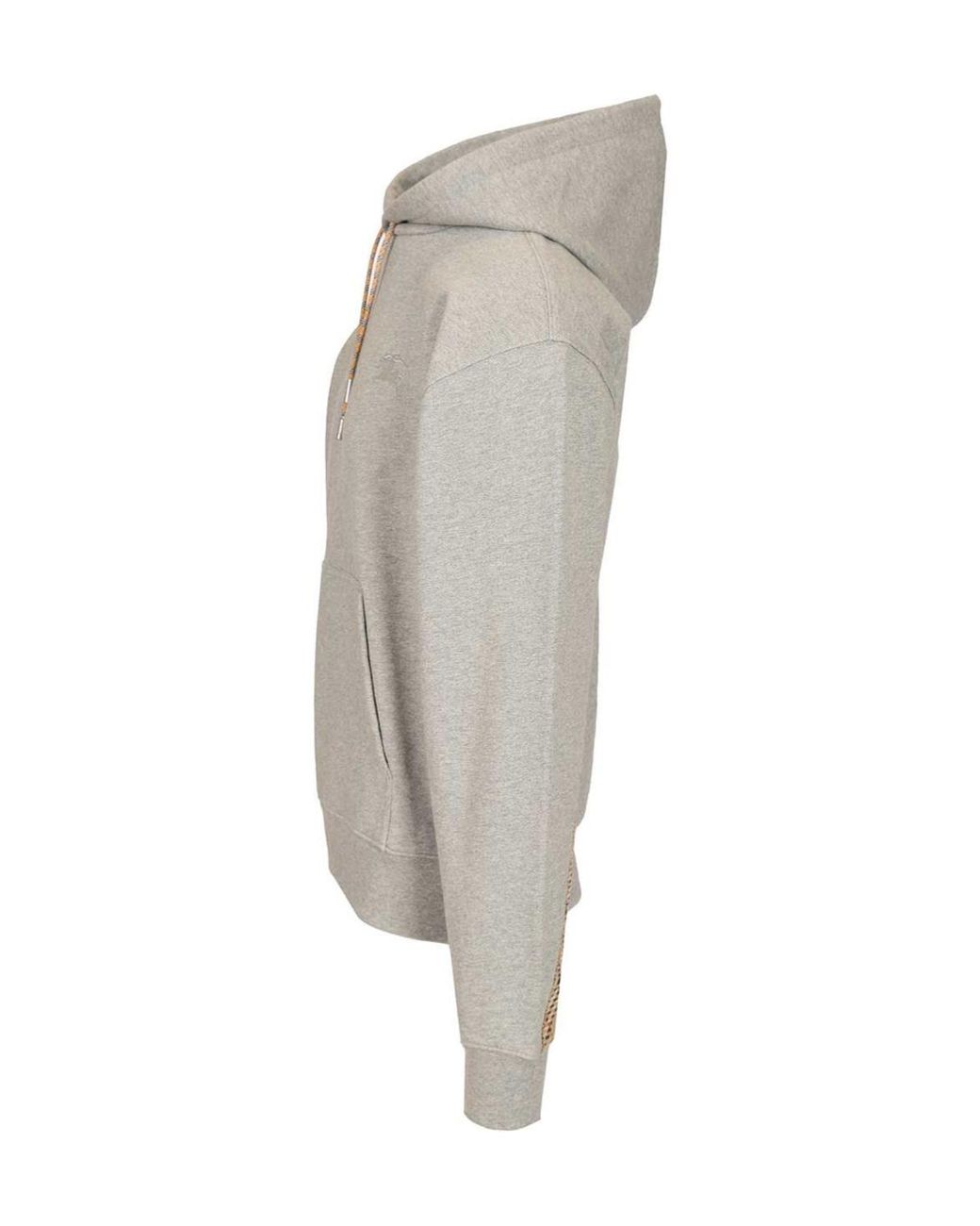Burberry Gray Check Motif Cotton Hoodie for men
