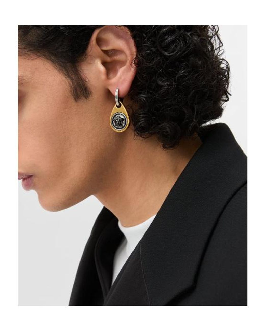 Versace Multicolor Medusa Drop Earrings for men