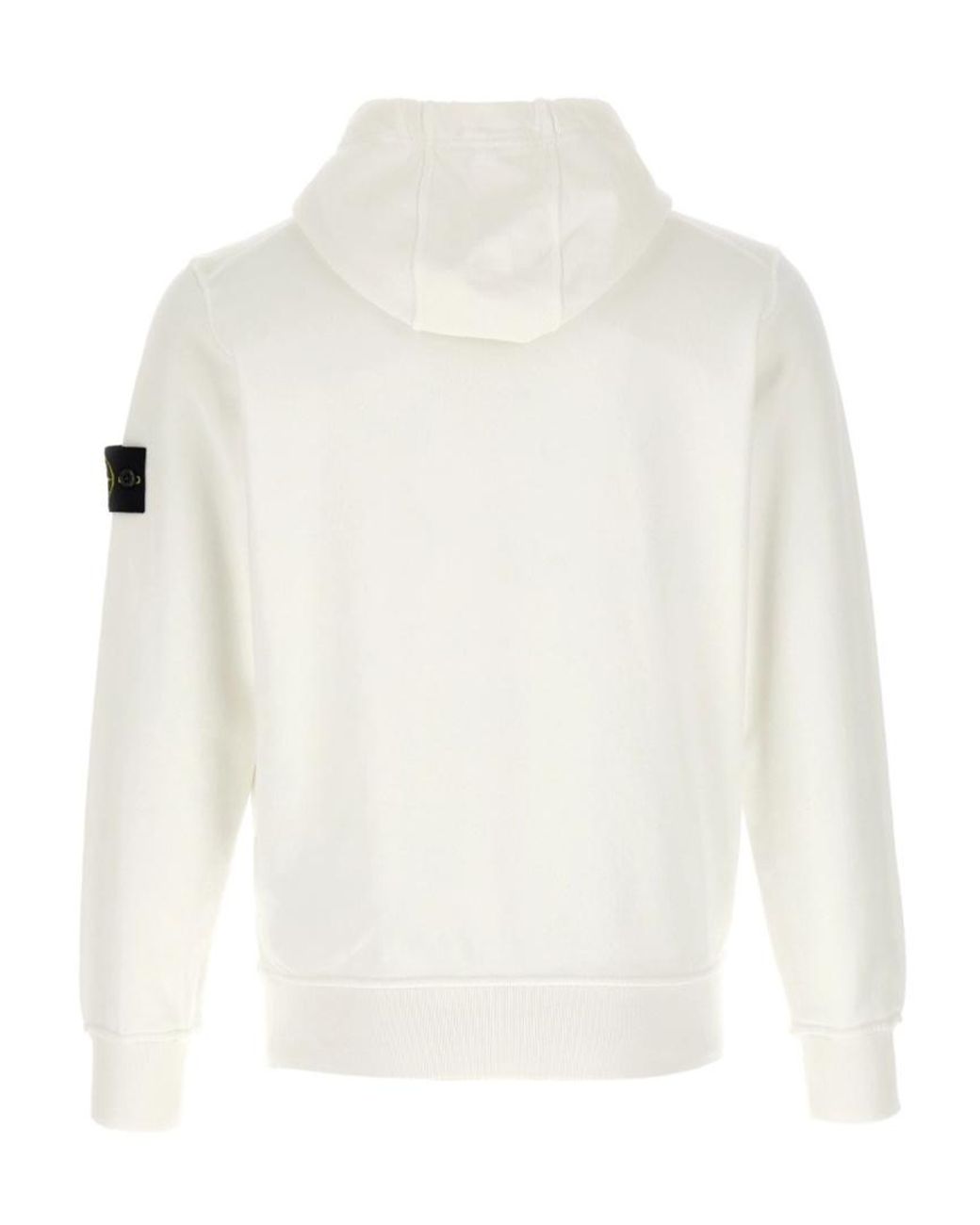 Stone Island White Logo Patch Drawstring Hoodie for men