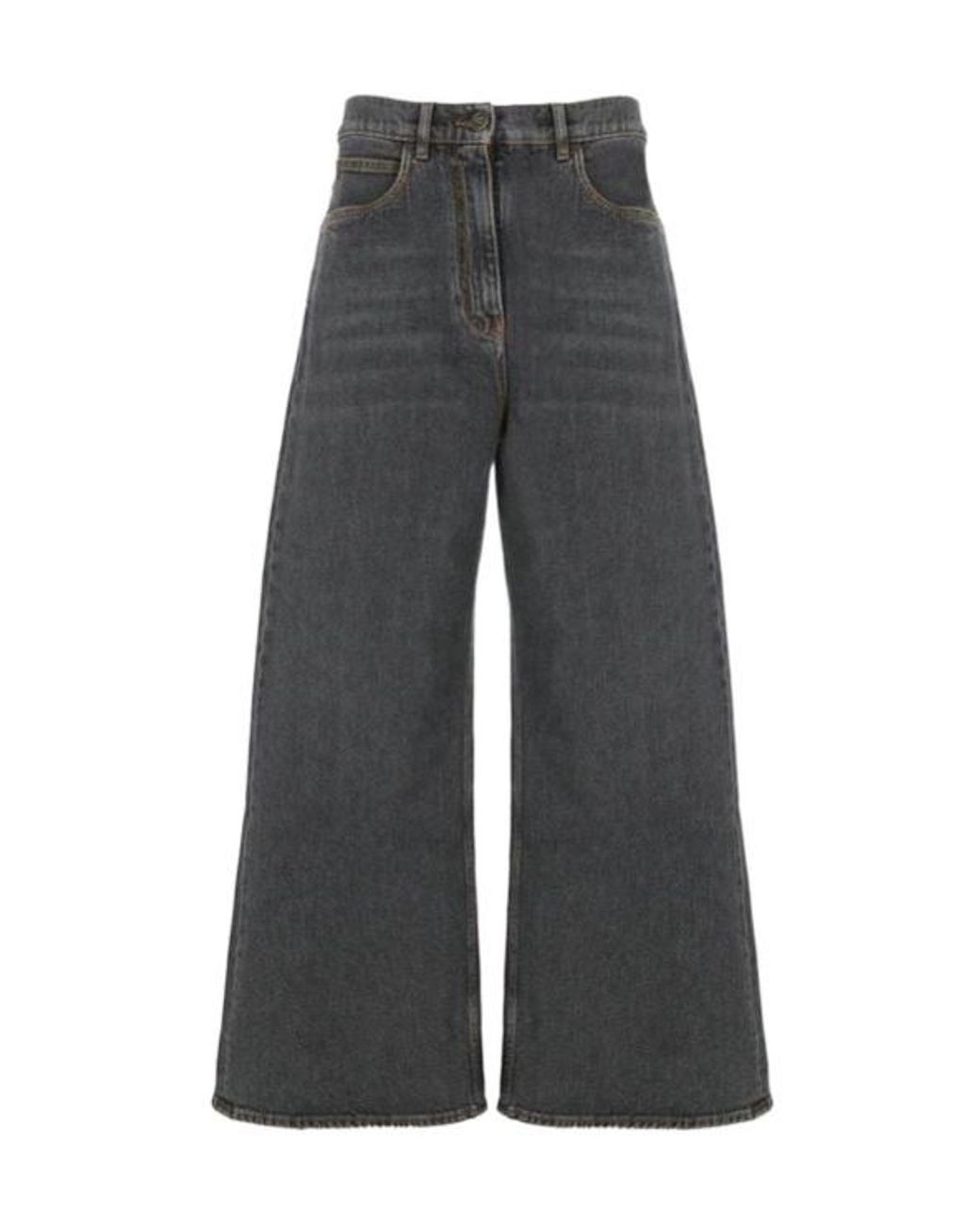 Etro Gray Wide-Leg Washed Denim Jeans